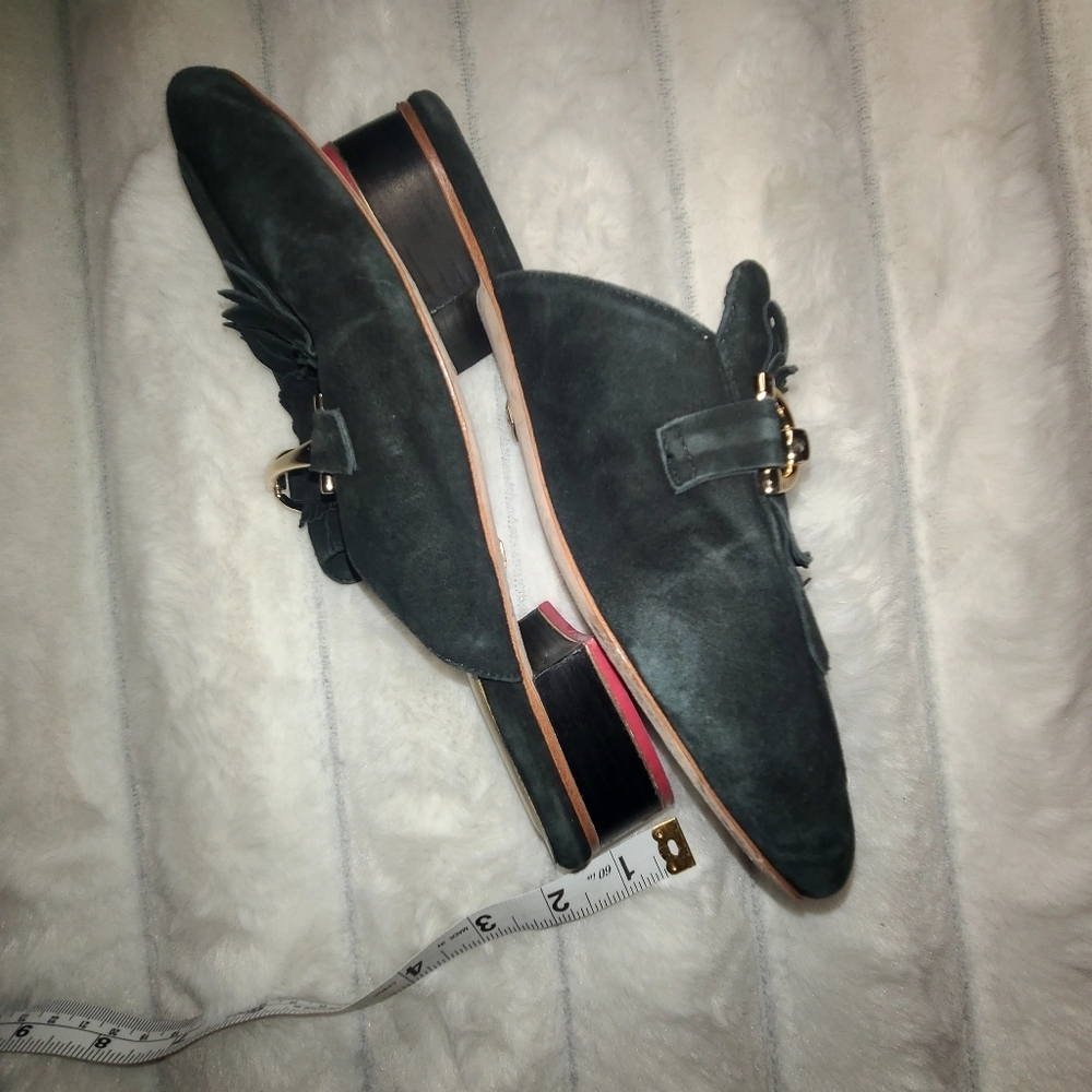 Gold and Black Mules with Metal Accent CLAIRE FLOWERS Jayme in Black Leather - Picture 6 of 8